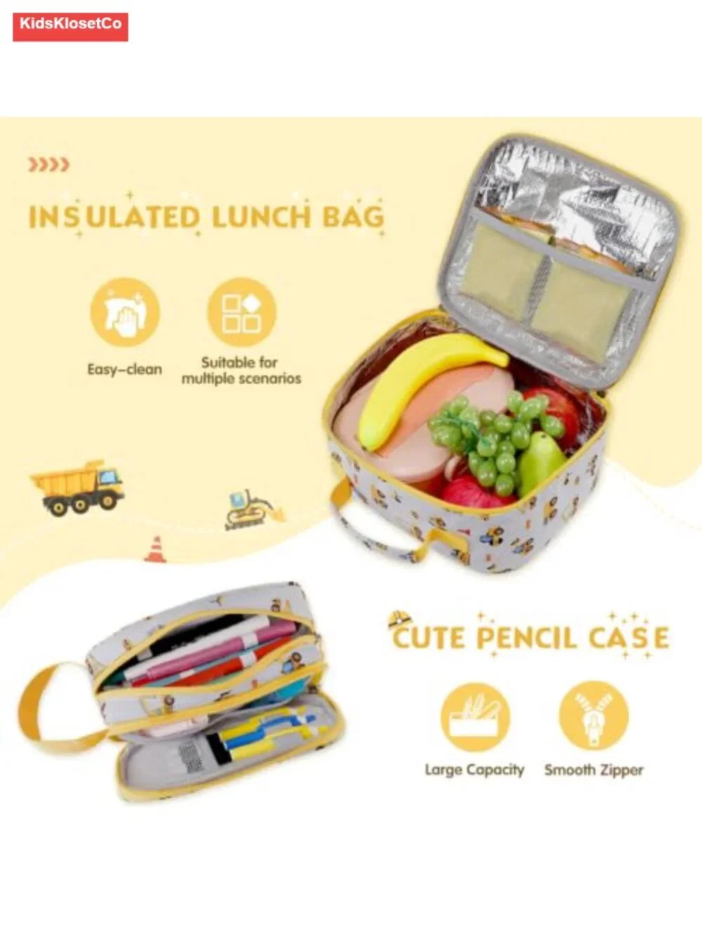 Rolling Backpack for Kids with Lunch Bag & Pencil Pouch, Wheeled School Bag,